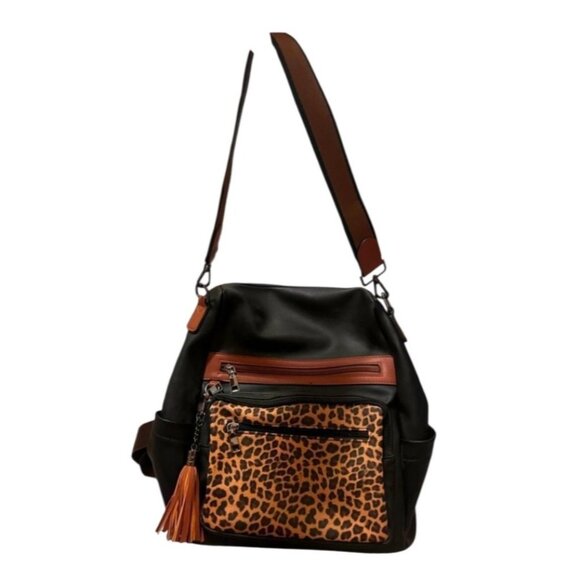 Gluci Convertible Leopard Bookbag with Shoulder strap and Wristlet Purse NWT - Picture 4 of 16